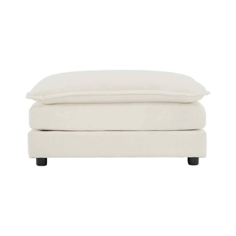 Repose-pieds en tissu chenille à combiner avec un canapé 2 places, un canapé 3 places et un canapé 4 places, chenille blanche