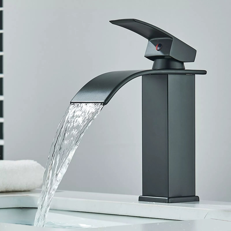 Corlis Modern Bathroom Sink Single Lever Mono Basin Mixer, Matte Black