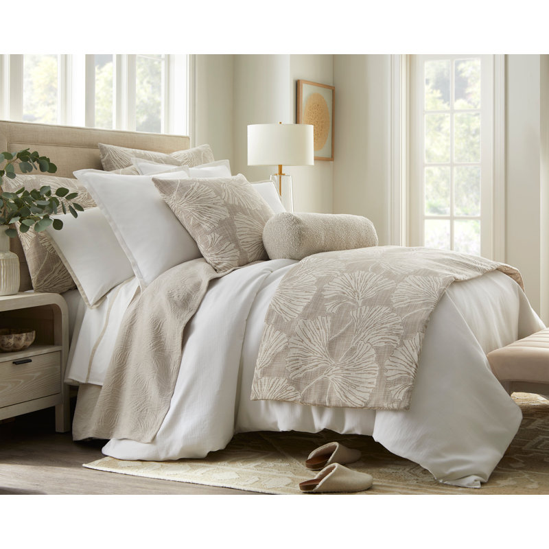 Ensemble de couette Sandbar - Coton ivoire | 1 housse de couette + taies décoratives européennes | Inserts non inclus