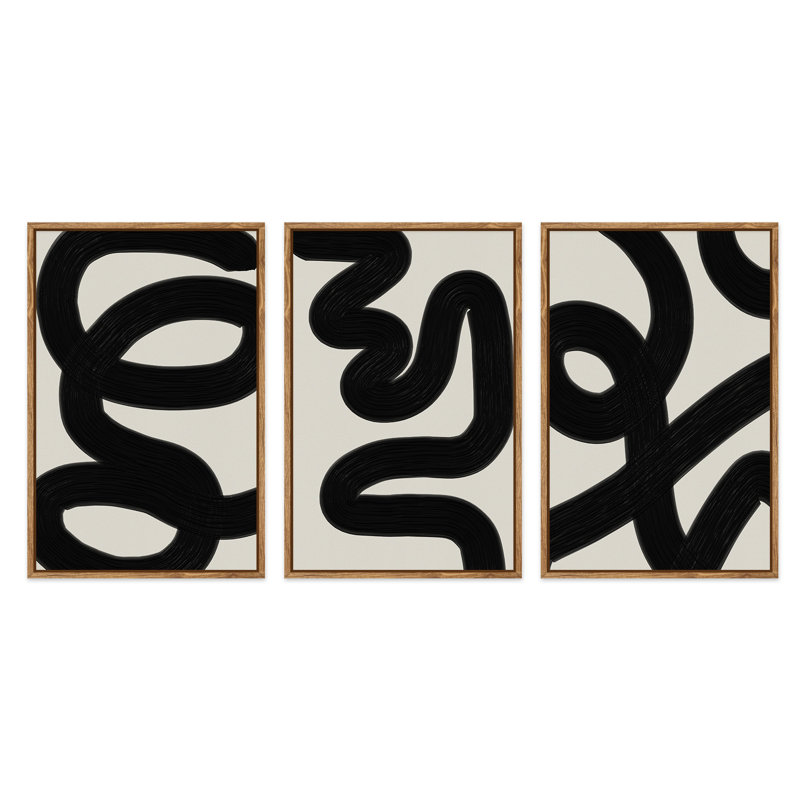 Large Framed Canvas Wall Art Abstract Lines Canvas Wall Prints for Bedroom,Dinning Room, 24" H x 48" W