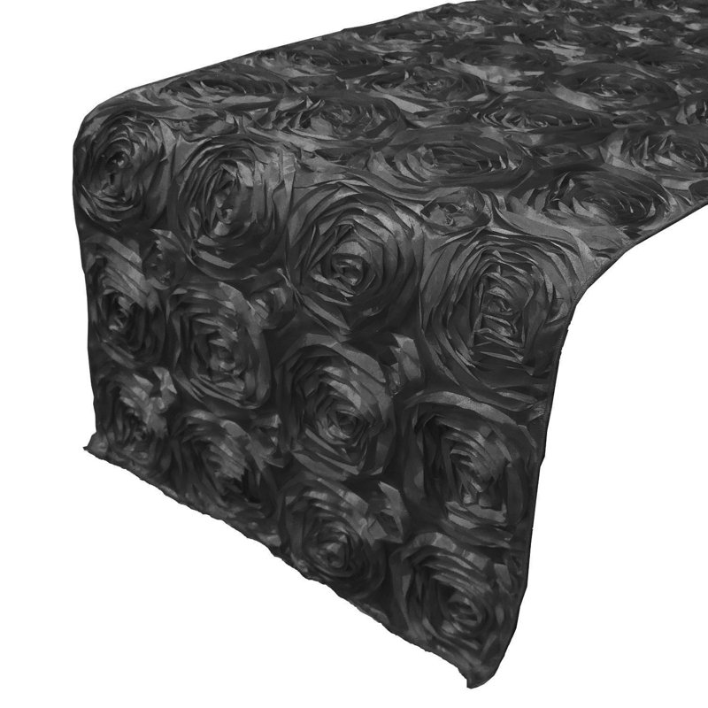 Floral Table Runner, 12" W x 72" L, Charcoal