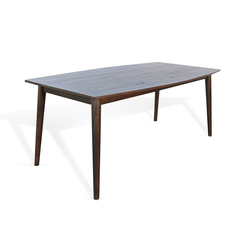 Table de salle à manger Amy, plateau arrondi de 72 pouces, bois de mindi brun foncé, Marron foncé