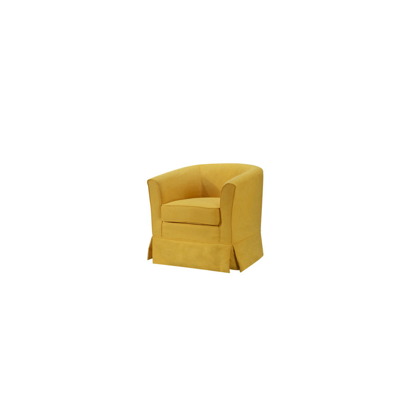 Fauteuil demi-tonneau pivotant en tissu tissé Falahee, Tissu jaune