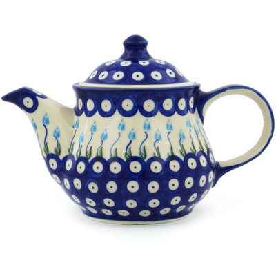 Bungalow Rose Peacock Tulip Garden 40oz. Floral Teapot