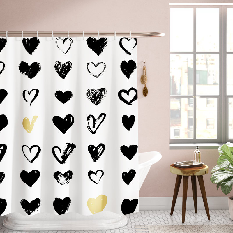 Junya Mixed Shower Curtain with Hooks Included, 75" H x 69" W