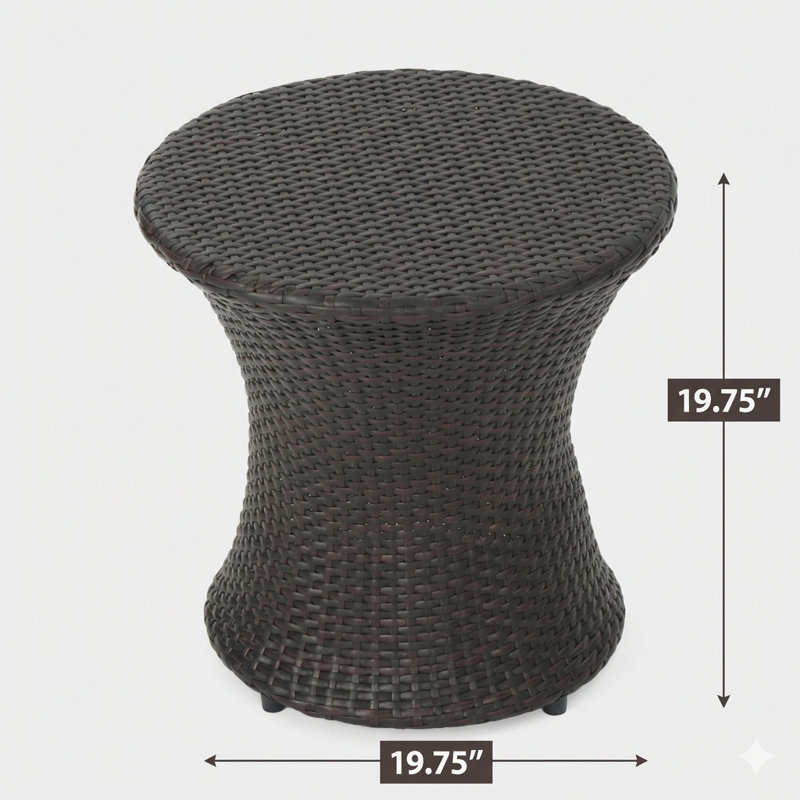 Une table de sablier de 19 pouces Kono (plateau en verre non inclus), une table de bout en brun.