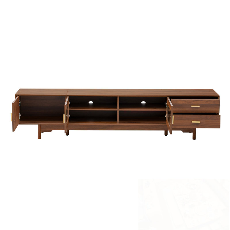 TV Stand with 2 Glass Doors and 2 Drawers