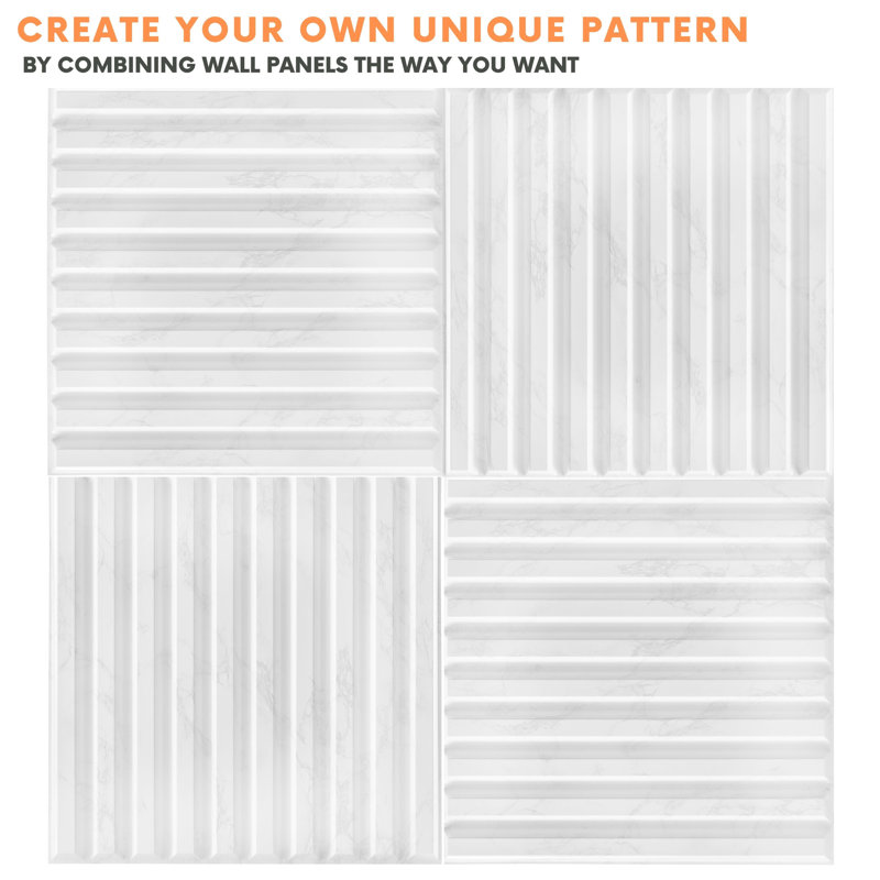 3D Wall Panels With Adhesive Included 19.6" x 19.6" Chevron Line Design Wall Paneling