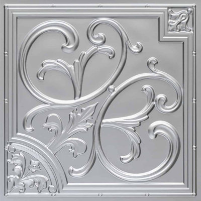 Lilies and Swirls 2 Ft. X 2 Ft. Drop-In Or Glue-Up PVC Ceiling Tile