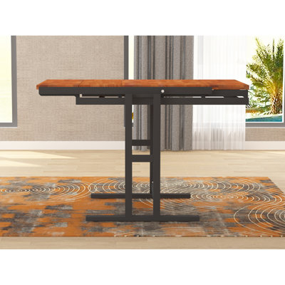 Table de salle à manger extensible convertible 2 en 1 tablette à table avec cadre en métal de style industriel et rustique pour les petits espaces, la cuisine et la salle à manger