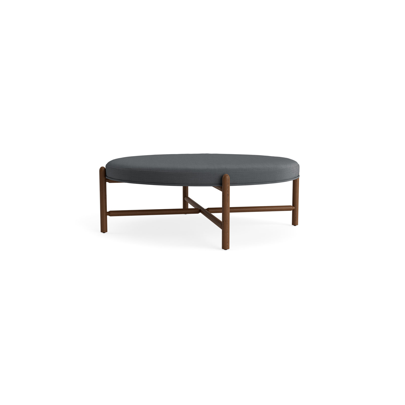 Vane 48" Round Ottoman, Charcoal, Walnut