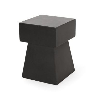Lightweight Concrete Side Table, Modern Design, No Assembly, Black Magnesium Oxide, Pedestal Shape - 13.78In Width X 18.96In Tall Assembly Required, Design High, Contemporary