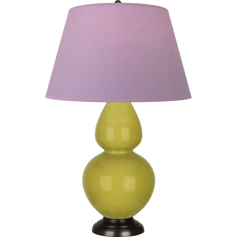 Lampe de table double gourde en céramique, Lavande / prune, Citron glacé / bronze, Bronze