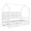 Lit en bois avec couchette, lit pour enfant avec tablette, blanc