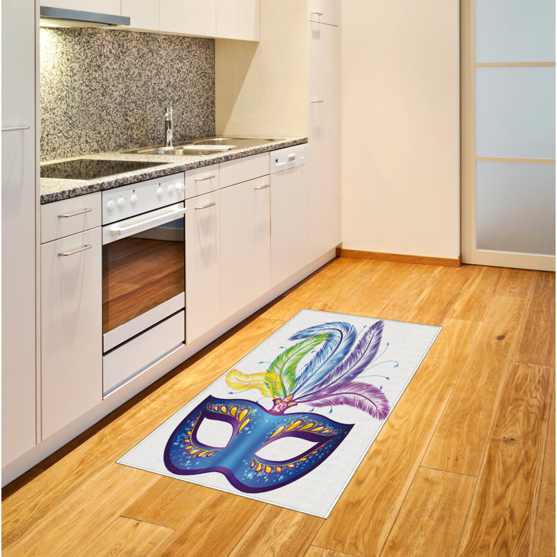Tapis décoratif en fibres de polyester à haute densité Mardi Gras, Rectangle— 4 pi x 5 pi 8 po