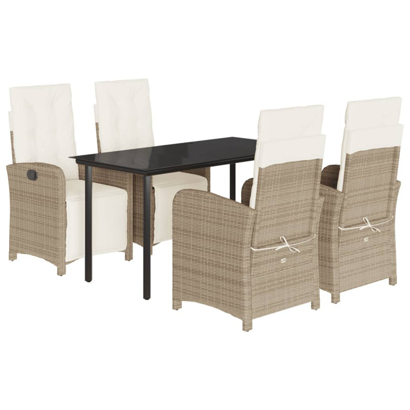 Table rectangulaire 5 pièces Vidaxl, H 29,1 po x l 55,1 po x P 27,6 po, Blanc, Beige