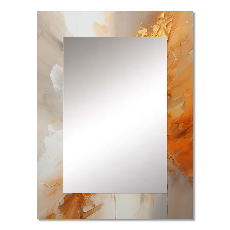 Or blanc champagne Sunrise Spirals I - miroir décoratif décoratif spirales abstraites, 32 po x 24 po