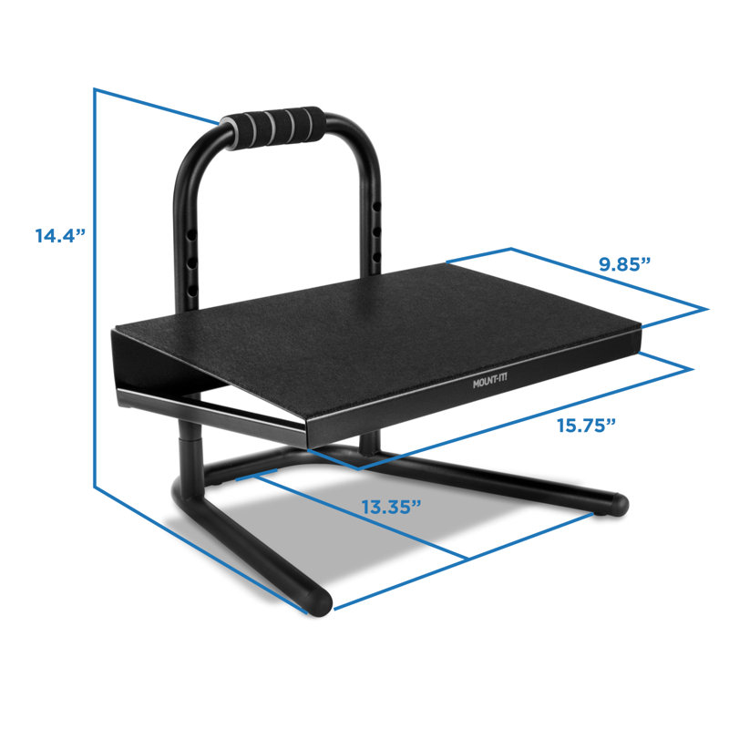 Mount-It! Black Adjustable Foot Rest with Padded Surface