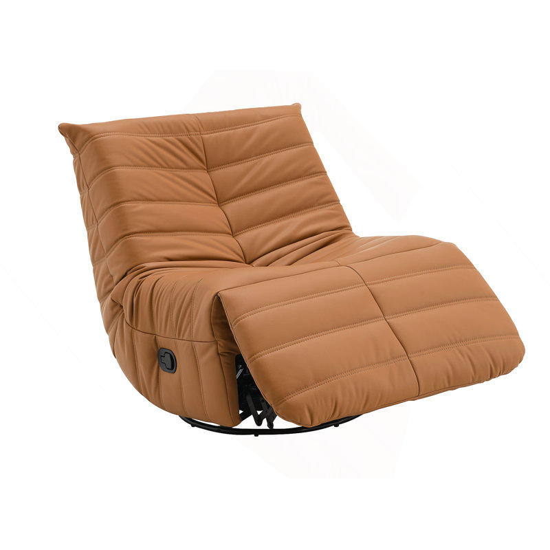 Talmon Orange Synthenic Leather Glider Recliner With Swivel