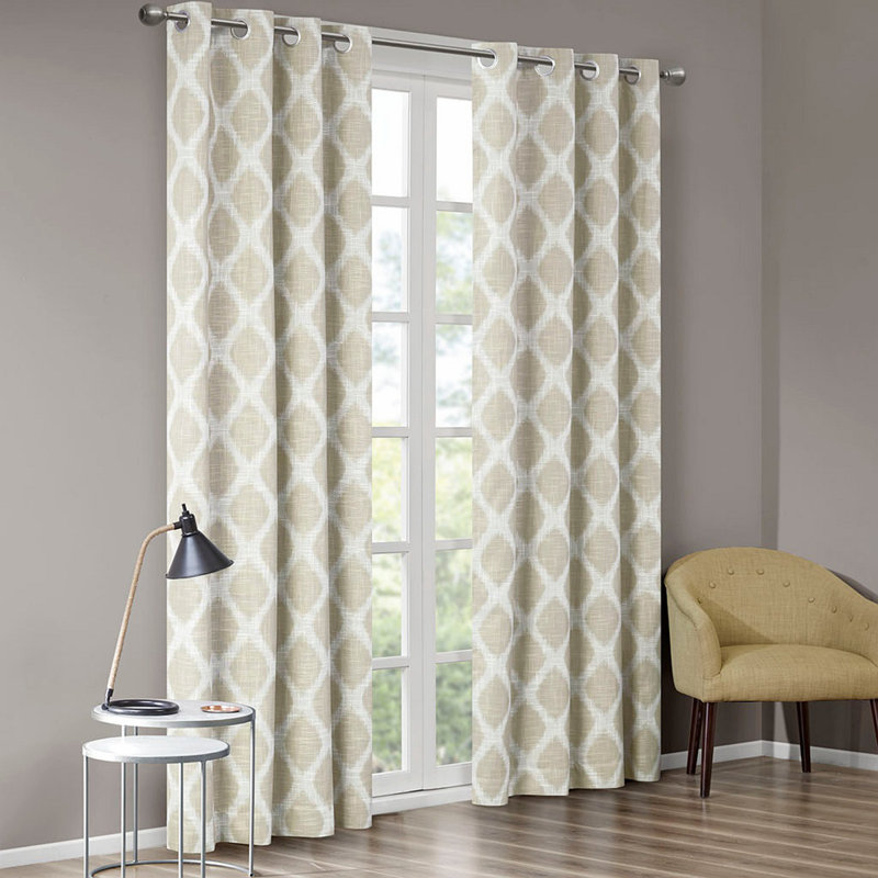 Panneau de rideau occultant imprimé Ikat (seulement 1 panneau PC), Taupe, H 50 po x l 84 po