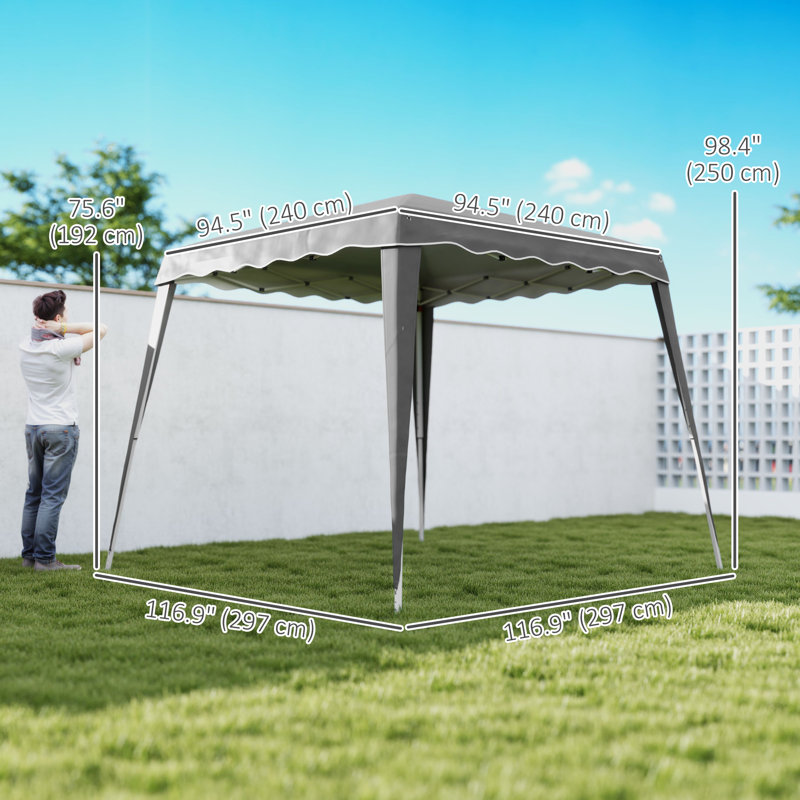 Tente d'extérieur pliable avec auvent 8 'x 8' avec sac, gris, Gris