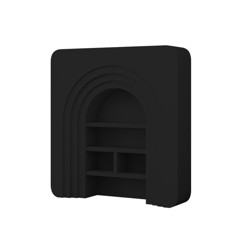 French INS-style living room decorative cabinet with simulated fireplace, 39.37" H x 35.43" W x 7.87" D