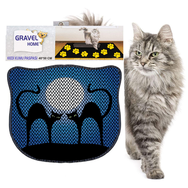 Tapis de litière durable pour chat, 15,7 po x 19,7 po | 50% PVC / 50% polyester, lavable à la machine et passer l'aspirateur | Parfait pour un nettoyage facile, conception antidérapante pour garder votre maison propre et fraîche, idéal pour les propriétaires d'animaux de compagnie