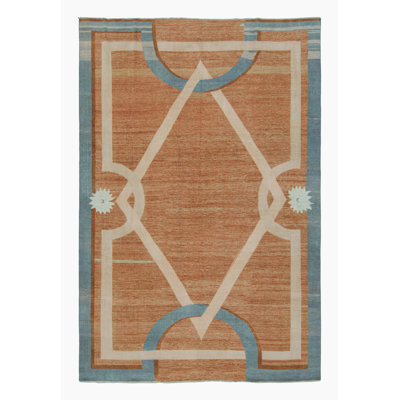 Rug & Kilim's Modern French Art Deco Rug In Orange With Geometric Pattern