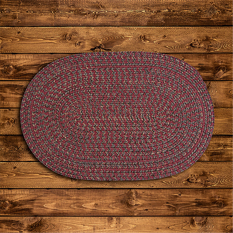 Tapis de zone rouge à baies Abey, Ovale 5 pi x 8 pi