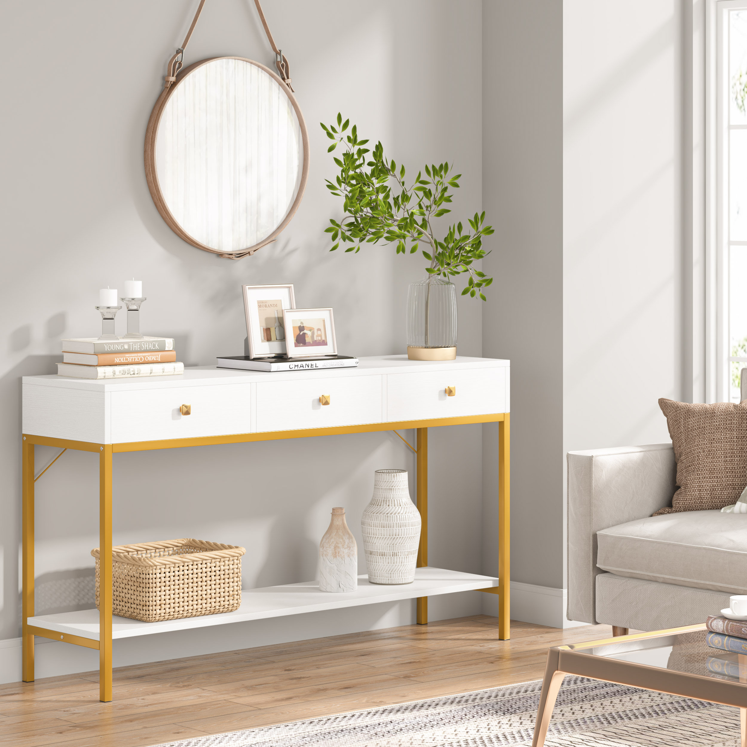 Venkat 54 Console Table Everly Quinn Color: White