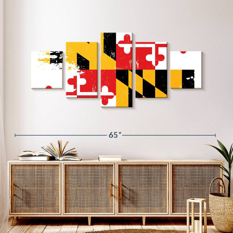 Drapeau de style grunge du Maryland, H 24 po x l 55 po