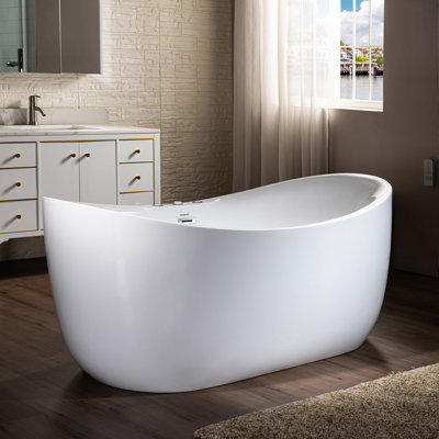 71'' x 31.5'' Whirlpool/Air Bubble Freestanding Soaking Double Slipper Bathtub, Heating (Optional)