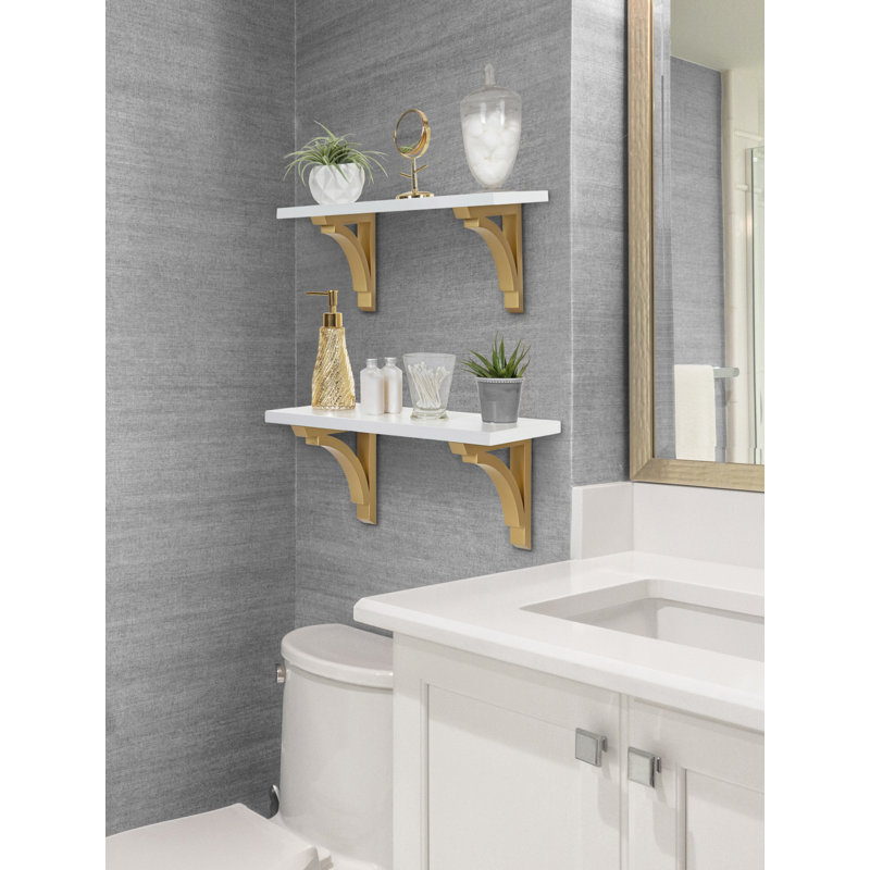 Krisha Bracket Shelf, White/Gold