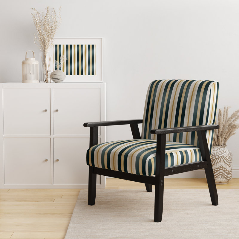 Chaise à accoudoirs rembourrée beige et vert Classic Classic