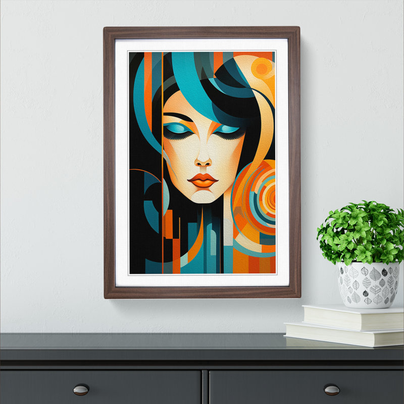 Single Picture Frame Print on Wood, 64cm H x 46cm W, Walnut Framed