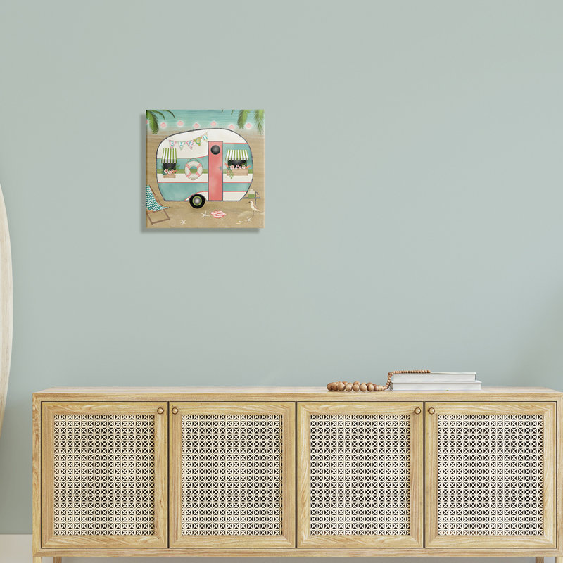 Plage de remorque festive, Plaque murale, H 17 po x l 17 po x P 1,5 po