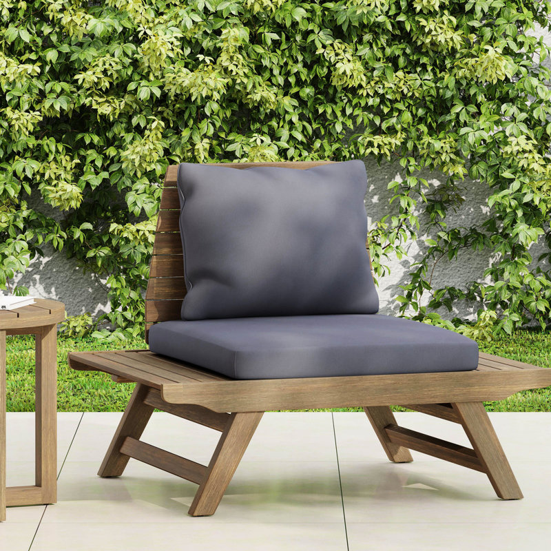 Siège d'extérieur avec coussin imperméable et extensible - Coussins de chaise en bois gris foncé au design spécial