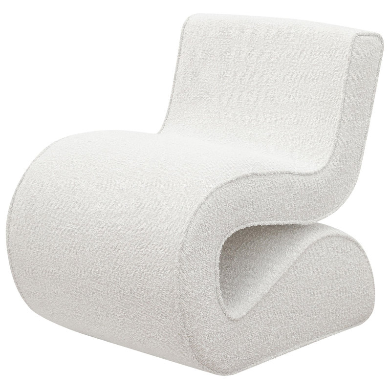 Chaise courbée sans accoudoirs Leena, Tissu blanc