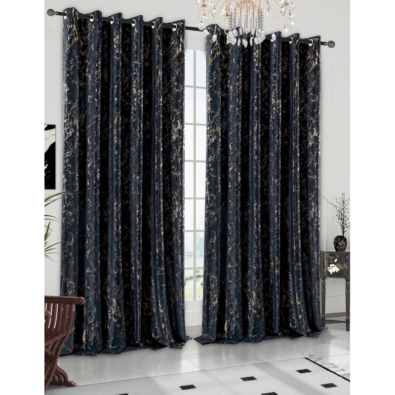 Velvet Blackout Curtain Panel Pair, Black, 90cm Width x 54cm Drop