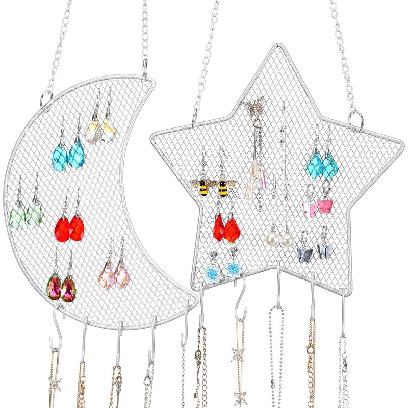 2-piece White Earring Wall Holder Set