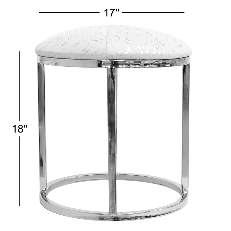 Tabouret décoratif en acier inoxydable et cuir de vache Safari