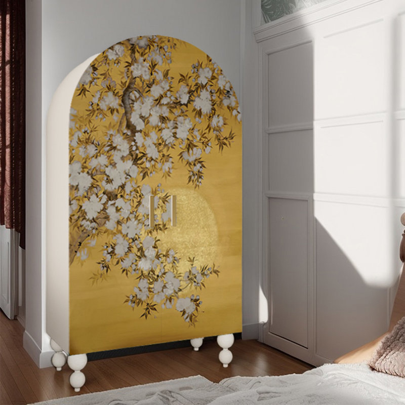 Armoire moderne à double arche, Ivoire blanc / jaune