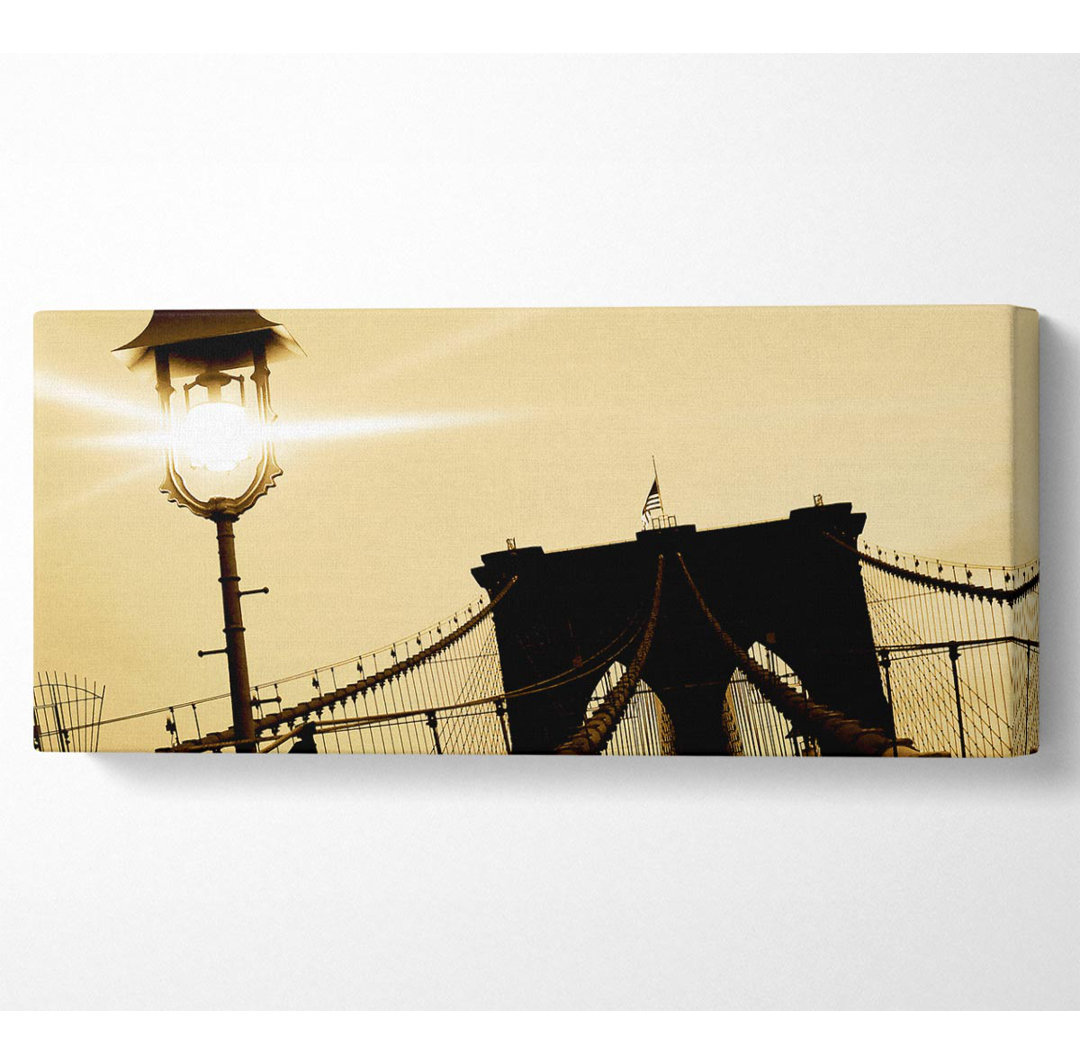 Brooklyn Bridge Street Light Retro - Leinwandbild Kunstdrucke