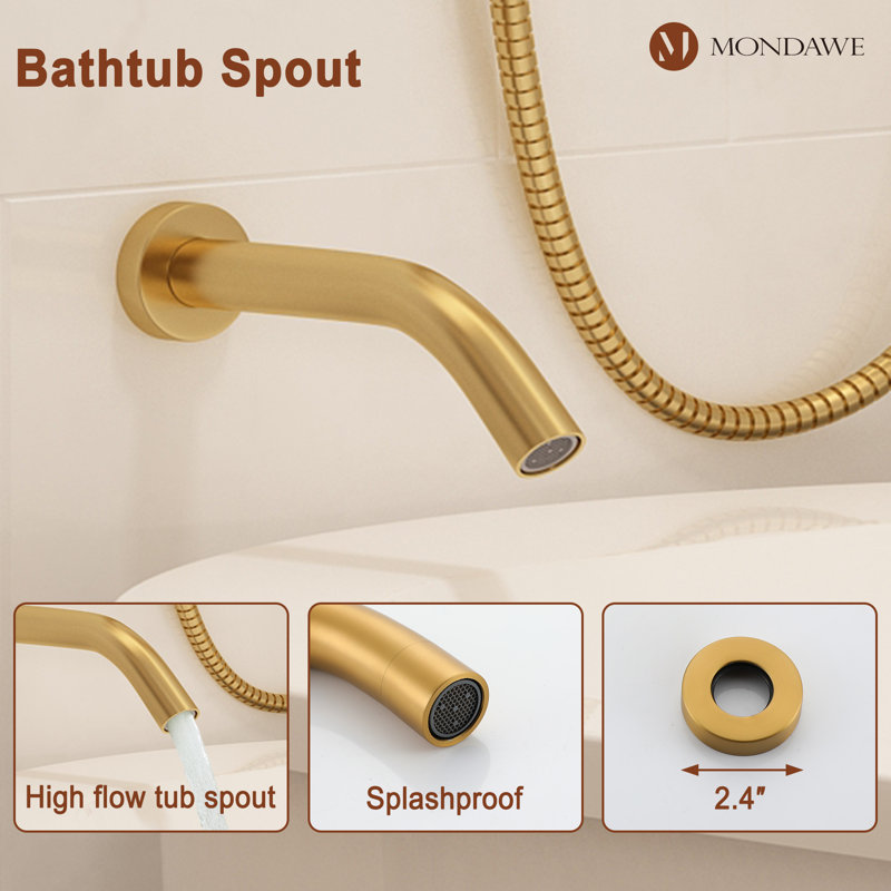 Brushed Gold Multi-Function Rain Shower System with Handheld