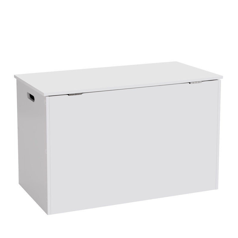 Lift Top Entryway Storage Cabinet with 2 Safety Hinge, Wooden Toy Box, White