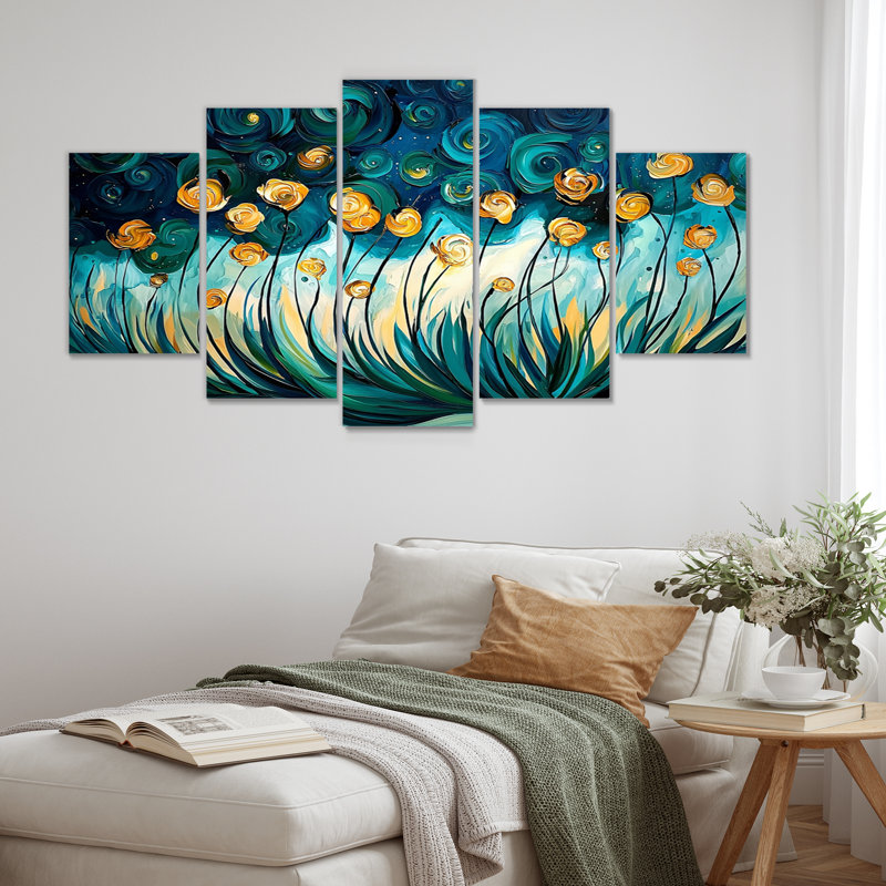 «Green and Yellow Herbs», ensemble d'art sur toile Herbes florales