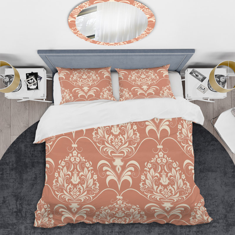Ensemble de housse de couette en microfibre orange / blanc 3 pièces