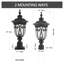 Lampadaire rétro rétro noir avec éclairage extérieur