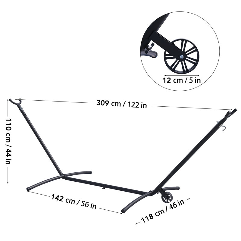 Support de hamac en acier, H 44 po x l 122 po x P 46 po