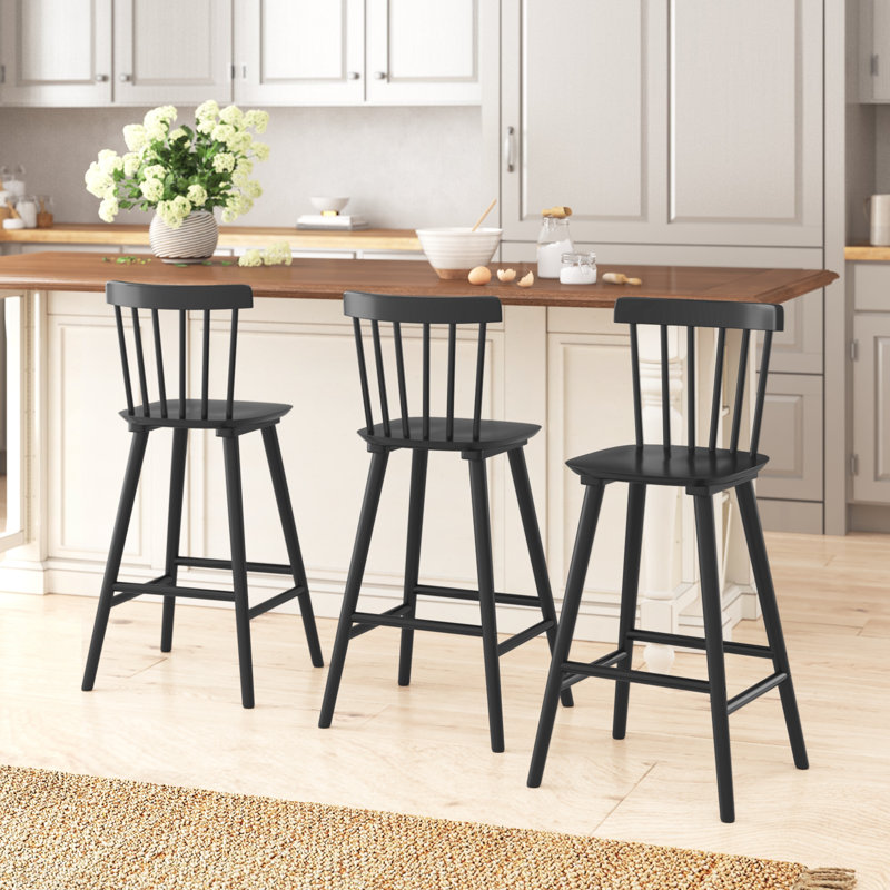 Solid Wood Counter Stool, Counter Stool (26" Seat Height), Black, 3